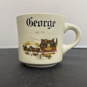 Vintage Personalized Name Coffee Mug “George“ Stagecoach Old English Porcelain